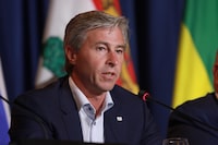 Nova Scotia Premier Tim Houston responds to a question in Victoria, B.C., on Tuesday, July 12, 2022 .THE CANADIAN PRESS/Chad Hipolito