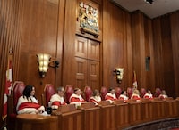 <div>The Supreme Court of Canada has affirmed the standards that appeal courts have long used to review trial judgments, saying they promote the fair assessment of testimony. Supreme Court of Canada Justice Michelle O'Bonsawin, left to right, Justice Nicholas Kasirer, Justice Malcolm Rowe, Justice Andromache Karakatsanis, Chief Justice Richard Wagner, Justice Suzanne Cote, Justice Sheilah Martin, Justice Mahmud Jamal and 
Justice Mary Moreau are seen during a welcome ceremony at the Supreme Court, in Ottawa, Monday, Feb. 19, 2024. THE CANADIAN PRESS/Adrian Wyld</div>