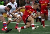 Canada's Ben Lesage looks for an opening against Chile during the first half of a Rugby World Cup 2023 qualification match at Starlight Stadium in Langford, B.C., on Saturday, October 2, 2021. THE CANADIAN PRESS/Chad Hipolito