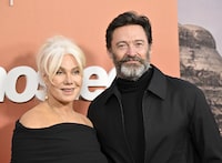 FILE - Hugh Jackman, right., and Deborra-Lee Furness Jackman attend the premiere of Apple Original Films' "Ghosted" in New York on April 18, 2023. Jackman and Deborra-lee Jackman have decided to end their marriage after 27 years and two children, the pair told People magazine Friday. In a joint statement provided to People, they said they “have been blessed to share almost 3 decades together as husband and wife in a wonderful, loving marriage." (Photo by Evan Agostini/Invision/AP, File)