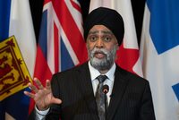 Minister of Emergency Preparedness Harjit Sajjan responds to a question following meetings with provincial partners, Wednesday, February 21, 2024 in Ottawa.  THE CANADIAN PRESS/Adrian Wyld