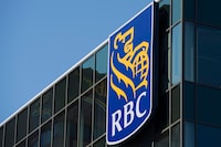 The Royal Bank of Canada logo is seen in Halifax on Tuesday, April 2, 2019. Protestors in major cities across Canada are demonstrating against the Royal Bank of Canada for funding fossil fuel projects. THE CANADIAN PRESS/Andrew Vaughan