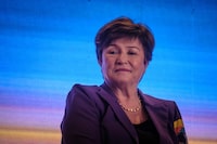 Kristalina Georgieva, Managing Director of the International Monetary Fund (IMF), attends the panel discussion on Trade integration in Africa at Villa Rosa Kempinski Hotel in Nairobi on May 5, 2023. (Photo by Yasuyoshi CHIBA / AFP) (Photo by YASUYOSHI CHIBA/AFP via Getty Images)