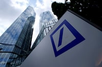 A Deutsche Bank logo adorns a wall at the company's headquarters in Frankfurt, Germany June 9, 2015. REUTERS/Ralph Orlowski/File Photo