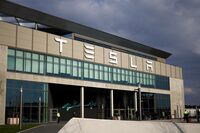 FILE PHOTO: A view of the building of Tesla's production plant in Gruenheide outside Berlin, Germany, March 5, 2024, after the site lost power following a suspected arson attack on a nearby pylon.       REUTERS/Lisi Niesner/File Photo