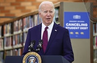 CULVER CITY, CALIFORNIA - FEBRUARY 21: U.S. President Joe Biden delivers remarks on canceling student debt at Culver City Julian Dixon Library on February 21, 2024 in Culver City, California. The Biden administration announced it will forgive $1.2 billion in student debt for more than 150,000 borrowers who are enrolled in the Saving on a Valuable Education (SAVE) repayment plan. According to the White House, Biden has canceled a total of $138 billion in student debt for close to 3.9 million borrowers. (Photo by Mario Tama/Getty Images)