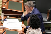 Paul Calandra, Ontario Minister of Municipal Affairs and Housing prepares to table a bill to return parcels of land to Greenbelt, at Queen's Park in Toronto on Monday, October 16, 2023. THE CANADIAN PRESS/Chris Young