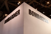 A Bombardier logo is pictured during the European Business Aviation Convention & Exhibition (EBACE) at Geneva Airport, Switzerland May 28, 2018. REUTERS/Denis Balibouse