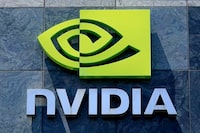A sign for a Nvidia building is shown in Santa Clara, Calif., May 31, 2023.