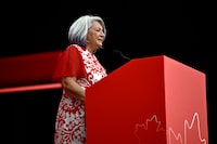 Gov. Gen. Mary Simon makes an address during the Canada Day noon show, in Ottawa, on Saturday, July 1, 2023. THE CANADIAN PRESS/Justin Tang