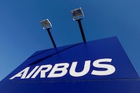 FILE PHOTO: FILE PHOTO: The Airbus logo pictured at the company's headquarters in Blagnac near Toulouse, France, March 20, 2019.  REUTERS/Regis Duvignau/File Photo/File Photo