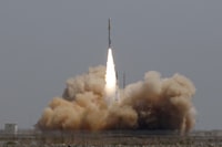 A Hyperbola-1 rocket of Chinese space company iSpace takes off from the Jiuquan Satellite Launch Centre in Gansu province, China July 25, 2019