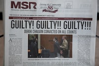 FILE PHOTO: The Minnesota Spokesman-Recorder is pictured the day after Derek Chauvin was found guilty in Minneapolis, Minnesota, U.S., April 21, 2021. REUTERS/Nicholas Pfosi/File Photo