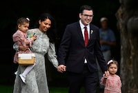 Terry Beech and his family arrive for a cabinet swearing-in ceremony at Rideau Hall in Ottawa on Wednesday, July 26, 2023. As Prime Minister Justin Trudeau reorganized his front bench Wednesday in a massive federal cabinet shuffle, he also created a single new job: minister of citizens' services. THE CANADIAN PRESS/Justin Tang