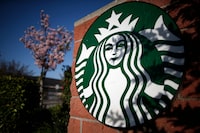 A Starbucks logo on a store in Los Angeles, California, March 10, 2015. REUTERS/Lucy Nicholson/File Photo
