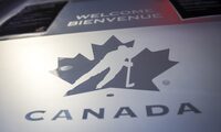 A Hockey Canada logo is seen on the door to the organizations head office in Calgary, Alta., Sunday, Nov. 6, 2022.&nbsp;Hockey Canada says Alberta will host the world junior hockey championship in 2027. THE CANADIAN PRESS/Jeff McIntosh