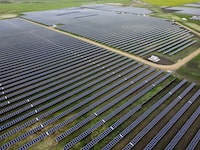 The Alberta Utilities Commission has clarified how it intends to implement the UCP government's moratorium on wind and solar energy development. Solar panels pictured at the Michichi Solar project near Drumheller, Alta., Tuesday, July 11, 2023. THE CANADIAN PRESS/Jeff McIntosh