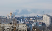 File photo: Smoke from fire rises above the city in the course of Russia-Ukraine conflict in Donetsk, Russian-controlled Ukraine, January 22, 2024. REUTERS/Alexander Ermochenko/File photo
