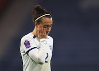 Soccer Football - UEFA Women's Nations League - Group A - Scotland v England - Hampden Park, Glasgow, Scotland, Britain - December 5, 2023 England's Lucy Bronze looks dejected after Team GB failed to qualify for the Paris 2024 Olympics REUTERS/Carl Recine