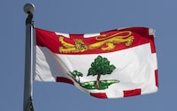 Prince Edward Island's provincial flag flies in Ottawa on July 6, 2020.&nbsp;Northumberland Ferries Ltd. has cancelled a number of trips between Nova Scotia and Prince Edward Island citing technical problems.THE&nbsp;&nbsp;CANADIAN PRESS/Adrian Wyld