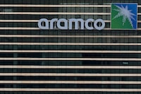 (FILES) This picture shows Aramco tower at the King Abdullah Financial District (KAFD) in Riyadh on April 16, 2023. Oil giant Saudi Aramco said on May 7, 2024 that its first-quarter net profit dipped 14.5 percent on year to $27.27 billion as the Gulf kingdom kept production cuts in place. (Photo by Fayez Nureldine / AFP) (Photo by FAYEZ NURELDINE/AFP via Getty Images)