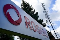 Telecommunications company Rogers Communications signage is pictured in Ottawa on Tuesday, July 12, 2022.
Rogers Communications Inc. says online streaming giants should be forced to contribute two per cent of annual Canadian revenues to support Canadian and Indigenous content. THE CANADIAN PRESS/Sean Kilpatrick