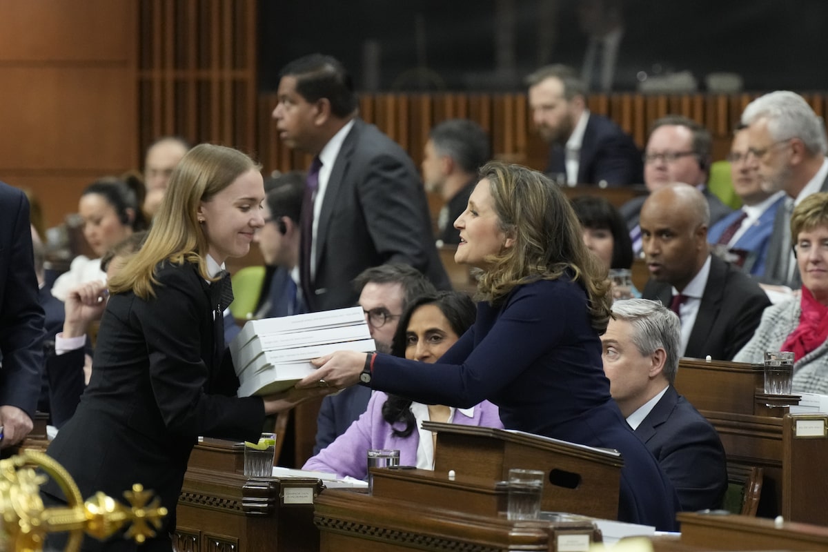 Deputy Prime Minister and Minister of Finance Chrystia Freeland tables the federal budget in the House of Commons in Ottawa on Tuesday, April 16, 2024