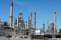 FILE PHOTO: General view of the Imperial Oil refinery, located near Enbridge's Line 5 pipeline in Sarnia, Ontario, Canada March 20, 2021.  REUTERS/Carlos Osorio/File Photo