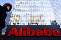The logo of Alibaba Group is seen at its office in Beijing, China January 5, 2021.