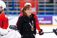 The 13 players drafted into the PWHL on Monday from seven countries outside North America will be difference-makers on their national teams and raise the playing level of those countries, say Toronto's GM Gina Kingsbury and Ottawa's coach Carla Macleod. Macleod reacts at the IIHF World Championship Women's hockey championships in Herning, Denmark, Sunday, Sept. 4, 2022. THE CANADIAN PRESS/Bo Amstrup-Ritzau Scanpix via AP
