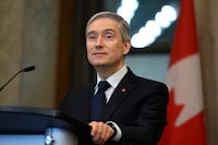 Minister of Innovation, Science and Industry Francois-Philippe Champagne participates in an announcement on proposed legislation that includes a new privacy regime to give Canadians more control over their personal data, on Parliament Hill in Ottawa, on Thursday, June 16, 2022. THE CANADIAN PRESS/Justin Tang