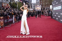 Zendaya poses for photographers upon arrival at the premiere of the film 'Challengers' on Wednesday, April 10, 2024 in London. (Photo by Vianney Le Caer/Invision/AP)