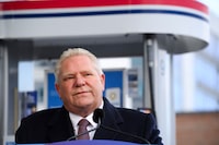 Ontario Premier Doug Ford makes an announcement and answers questions at a press conference in Mississauga, Ont.,  Tuesday, February 13, 2024. THE CANADIAN PRESS/Christopher Katsarov