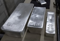 Silver bars are pictured in a display area at the plant of refiner and bar manufacturer Argor-Heraeus in Mendrisio, Switzerland, July 13, 2022.