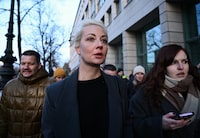 Yulia Navalnaya, the widow of Alexei Navalny, the Russian opposition leader who died in a prison camp, looks on after leaving the Russian Embassy on the final day of the presidential election in Russia, in Berlin, Germany, March 17, 2024. REUTERS/Annegret Hilse/File Photo
