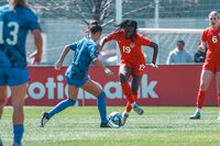 Canadian forward Alyssa McLeod, 19, is shown on the ball against the U.S. at the CONCACAF Women’s U-17 Championship on Tuesday, Feb. 6, 2024 in Toluca, Mexico. THE CANADIAN PRESS/HO-Canada Soccer-Audrey Magny
**MANDATORY CREDIT**