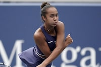 Leylah Fernandez of Canada during the first round of the U.S. Open tennis tournament, Tuesday. Aug. 29, 2023, in New York. (AP Photo/Vera Nieuwenhuis)