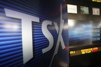 The TSX logo is seen in Toronto in this file photo.