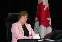 Commissioner Justice Marie-Josee Hogue listens to counsel during the Public Inquiry Into Foreign Interference in Federal Electoral Processes and Democratic Institutions, Wednesday, March 27, 2024 in Ottawa.  THE CANADIAN PRESS/Adrian Wyld