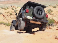 2024 Jeep Wrangler Willys trim off-roading in Utah.
