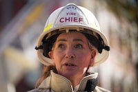 Vancouver Fire Chief Karen Fry says a noxious odour across the city Sunday is tied to a "hydro carbon industrial event" from a refinery in neighbouring Burnaby. Vancouver Fire Chief Karen Fry responds to questions in Vancouver on April 22, 2022. THE CANADIAN PRESS/Darryl Dyck</div>