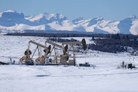 Oil field pump jacks in rural Southern Alberta, November 9, 2022.  Todd Korol/The Globe and Mail