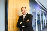 CEO of Cisco Chuck Robbins, poses for a photograph at their offices in, Toronto, Tuesday May 7, 2024. (Christopher Katsarov/The Globe and Mail)�