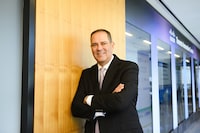 CEO of Cisco Chuck Robbins, poses for a photograph at their offices in, Toronto, Tuesday May 7, 2024. (Christopher Katsarov/The Globe and Mail)�