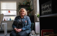 Reagan Conway, executive director of the Saskatoon Sexual Assault and Information Centre, sits for a photograph in Saskatoon, Sask., on Wednesday, April 24, 2024. 