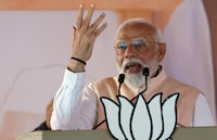 India's Prime Minister Narendra Modi speaks during an election campaign rally in Meerut, India, March 31, 2024.