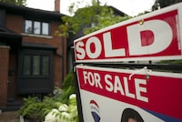 Greater Toronto home sales and listings were up in February from last year, but adjusted sales were down from a month earlier, the region's real estate board said Tuesday. A west-end Toronto home for sale is shown in this July 15, 2023 file photo. THE CANADIAN PRESS/Graeme Roy