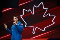 Canadian Space Agency astronaut Jeremy Hansen, who will fly to the moon as part of the Artemis II mission, speaks at LeBreton Flats in Ottawa, on Saturday, July 1, 2023. THE CANADIAN PRESS/Justin Tang