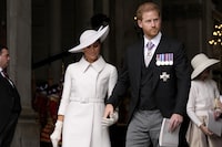 Prince Harry and Meghan Markle leave St Paul's Cathedral in London, Friday, June 3, 2022. The Duke and Duchess of Sussex are scheduled to spend Valentine's Day in Whistler, B.C., this year, attending a training camp one year ahead of the 2025 Invictus Games. THE CANADIAN PRESS/AP-Matt Dunham, Pool
