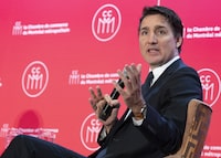 Prime Minister Justin Trudeau speaks to members of the Chamber of Commerce of Metropolitan Montreal, Tuesday, Jan. 16, 2024, in Montreal. THE CANADIAN PRESS/Christinne Muschi